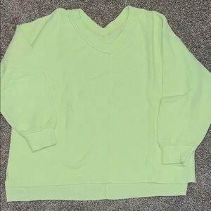 Aerie Light Green V-Neck Sweatshirt